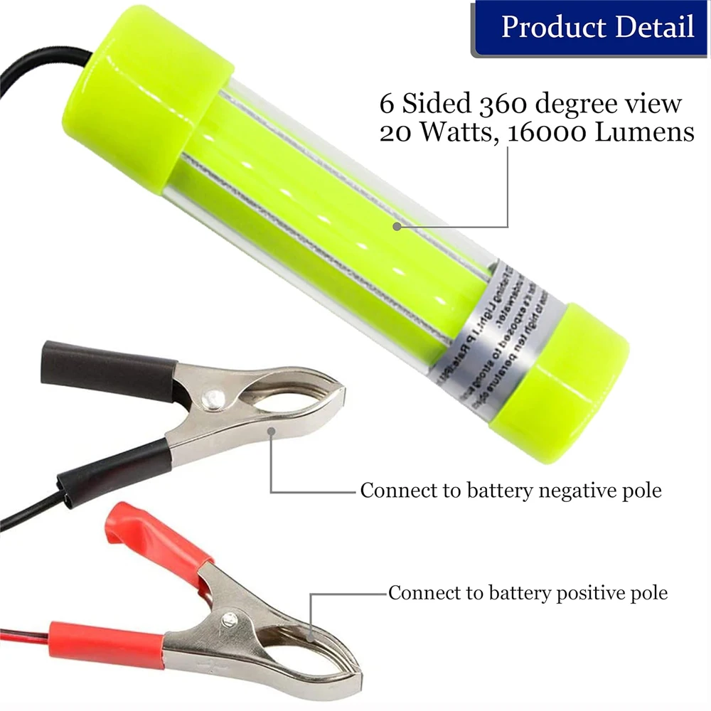 Luz de pesca submarina de 20W DC12-24V superbrillante 16000 lúmenes buscador de señuelos luz de caída profunda buscador de cebo de peces lámpara de pesca - imagen 2