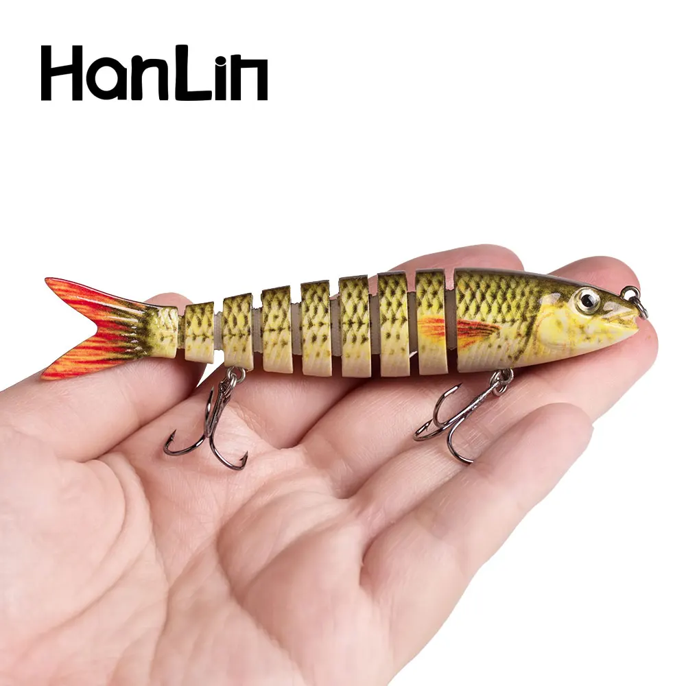 Hanlin 10 cm/3,94 pulgadas Señuelos de Pesca multiarticulados hundimiento Swimbait 9 segmentos trucha Crankbait Wobbler cebo duro Minnow aparejos de lubina