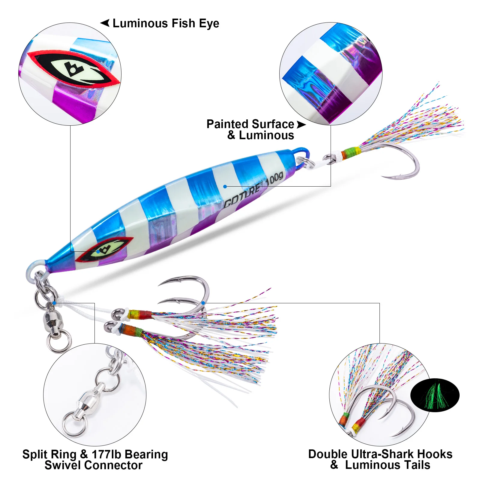 Goture-señuelo de pesca de Jigging lento, 100g, 200g, 250g, placa de hierro, Crankbait, cuchara de Jigging, señuelo que brilla en agua salada, cebo duro de mar - imagen 5