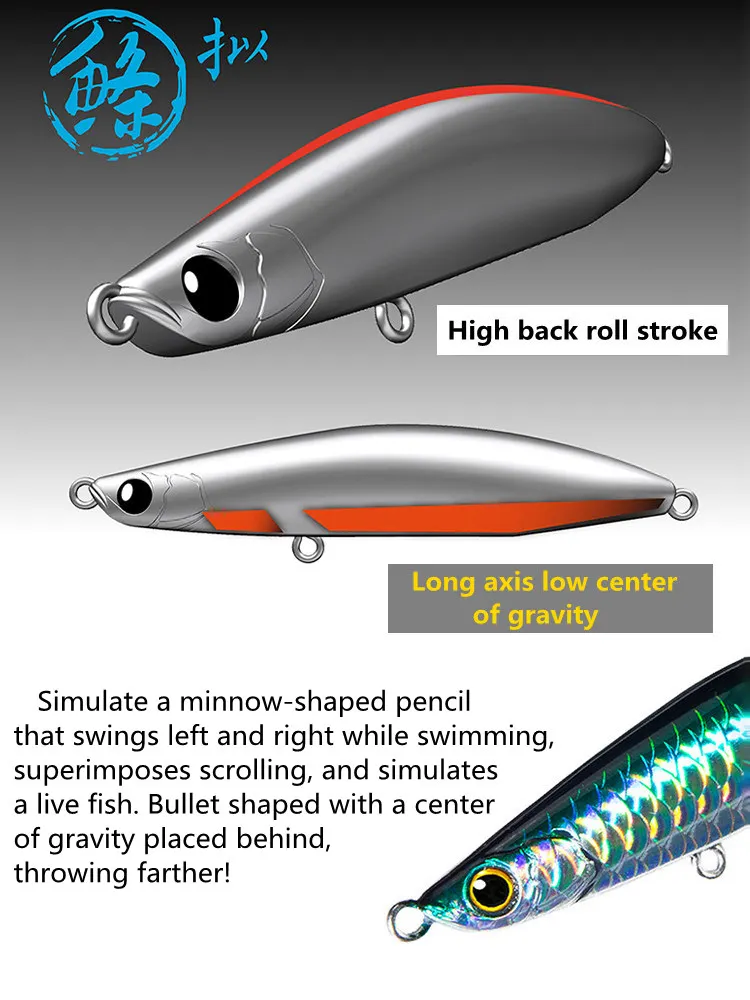 Señuelo de pesca de lápiz de hundimiento en roca, Escala de pez BM, 8,8g/12,8g/15g/18g, capa de natación completa, simulación de pececillo, cebo falso Wobbler, nuevo - imagen 4