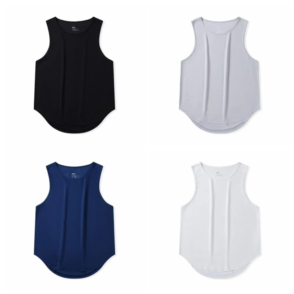 Camiseta sin mangas deportiva a la moda, chaleco holgado de secado rápido para correr, camisetas elásticas simples para hombre, chalecos para gimnasio - imagen 5