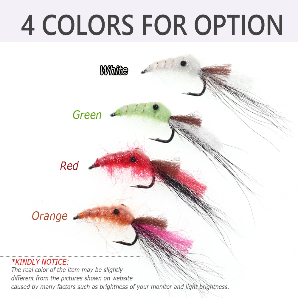 Wifreo-Señuelos de Pesca pequeños para camarones, trucha, salmón, ninfa, Mosca de agua dulce, 6 piezas. ° 4 - imagen 5