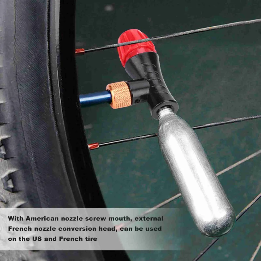 Inflador de válvula de bicicleta portátil, Mini cabezal de inflado de válvula de bicicleta de boca estadounidense/francesa, cabezal de válvula de bicicleta compacto de inflado rápido - imagen 5