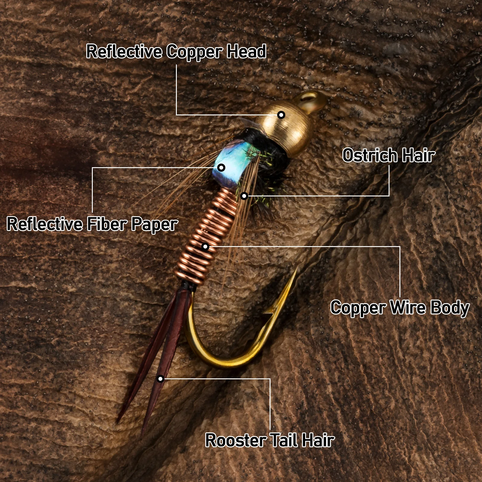 Ninfa Stonefly bead head cobre #8 – Trucha y salmón - imagen 4