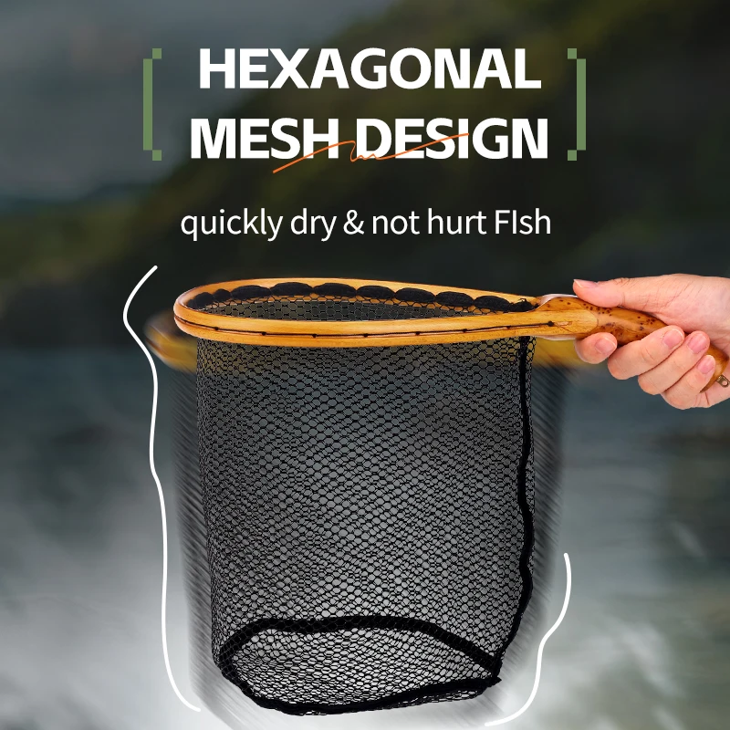 WEIHE 1 pieza de red con mango de madera curvada 13 #   Red de microobjetos Luya Stream - imagen 3