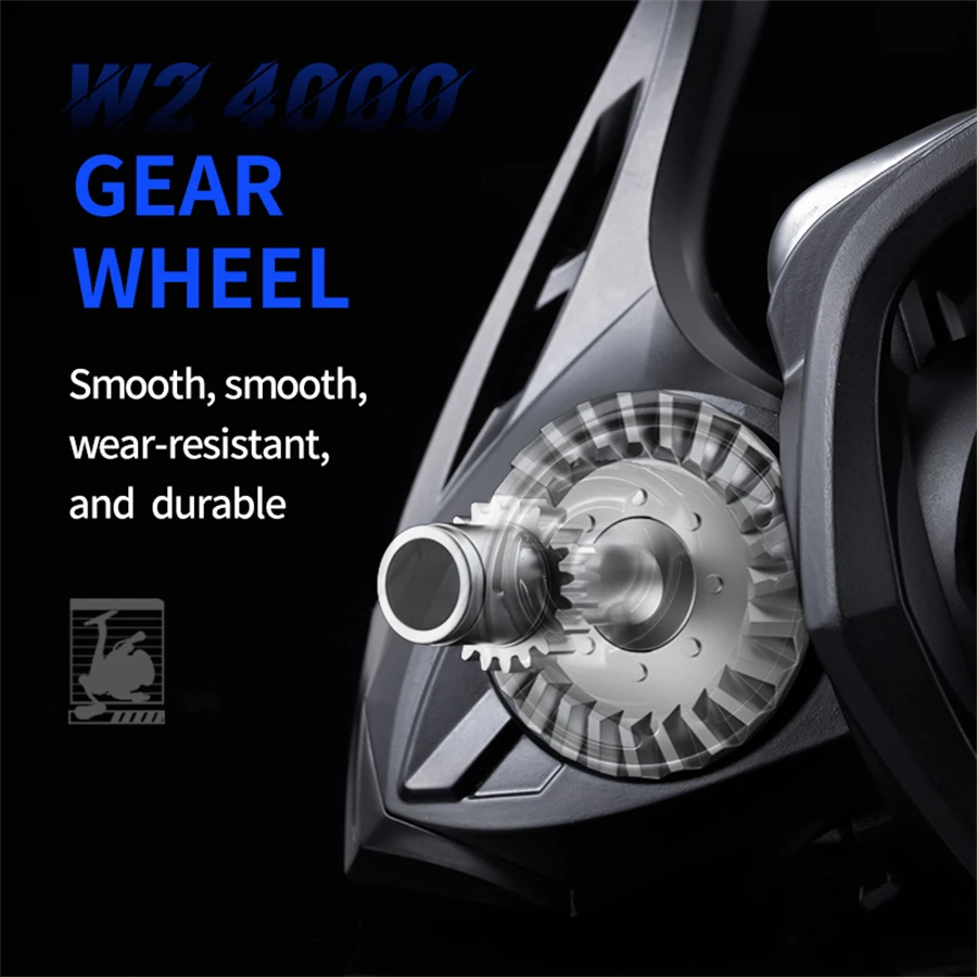 Carretes giratorios Rooblinos W2 de Metal ultraligero, relación de engranaje 5,2: 1, carretes de pesca de arrastre máximo de 17kg para agua salada o dulce - imagen 4