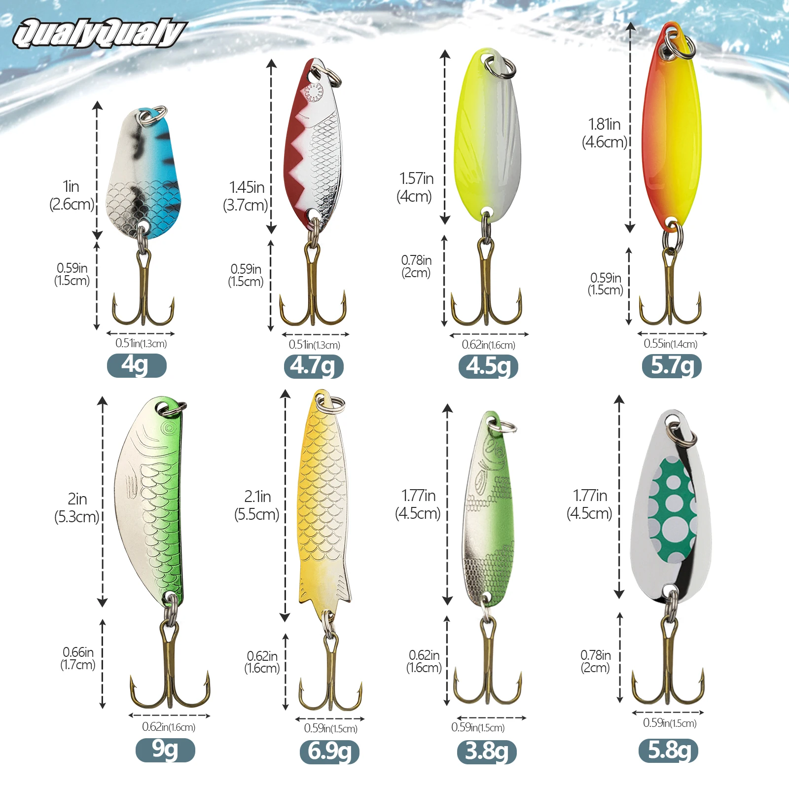 Juego de señuelos de Metal de 14g y 75mm, set de 5 unids/set de cebos duros para Pesca de lubina, cebo giratorio, Swimbait, Jigging vibratorio - imagen 3