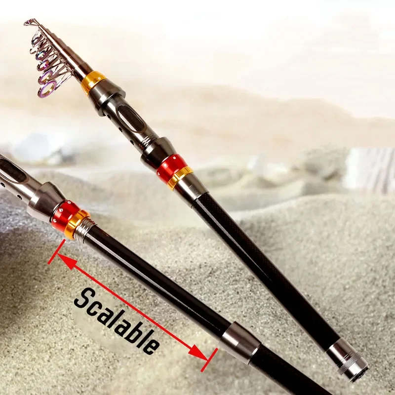 Cañas de pescar telescópicas giratorias, Material de carbono, suministros de alta calidad, 1,8 m, 2,1 m, 2,4 m, 2,7 m, 3M, 3,6 m - imagen 3