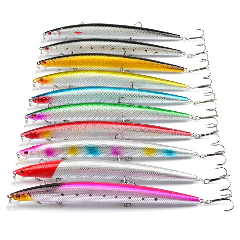 Señuelo de pesca de pececillo grande, juego de colores mezclados, 18cm, 24g, con anzuelo, Wobblers de plástico, cebo duro Artificial para Lucio, Crankbait, 10 Uds. - imagen 3