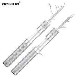 Caña de pescar corta portátil DEUKIO, caña de pescar telescópica ligera, caña de pescar con señuelo de fibra de carbono, caña de fundición giratoria