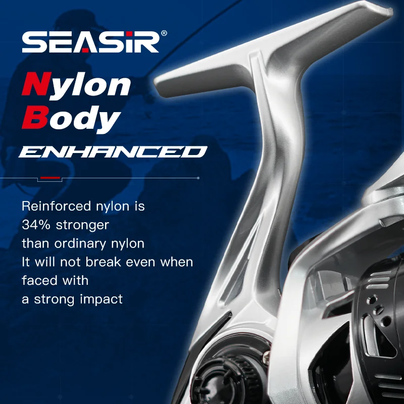 Seasir Cyberron-carrete de spinning con mango de potencia, 5 + 1Bb, arrastre de 13kg, resistente al agua de mar, engranaje de Metal de alta resistencia, buje de latón de acero inoxidable - imagen 5