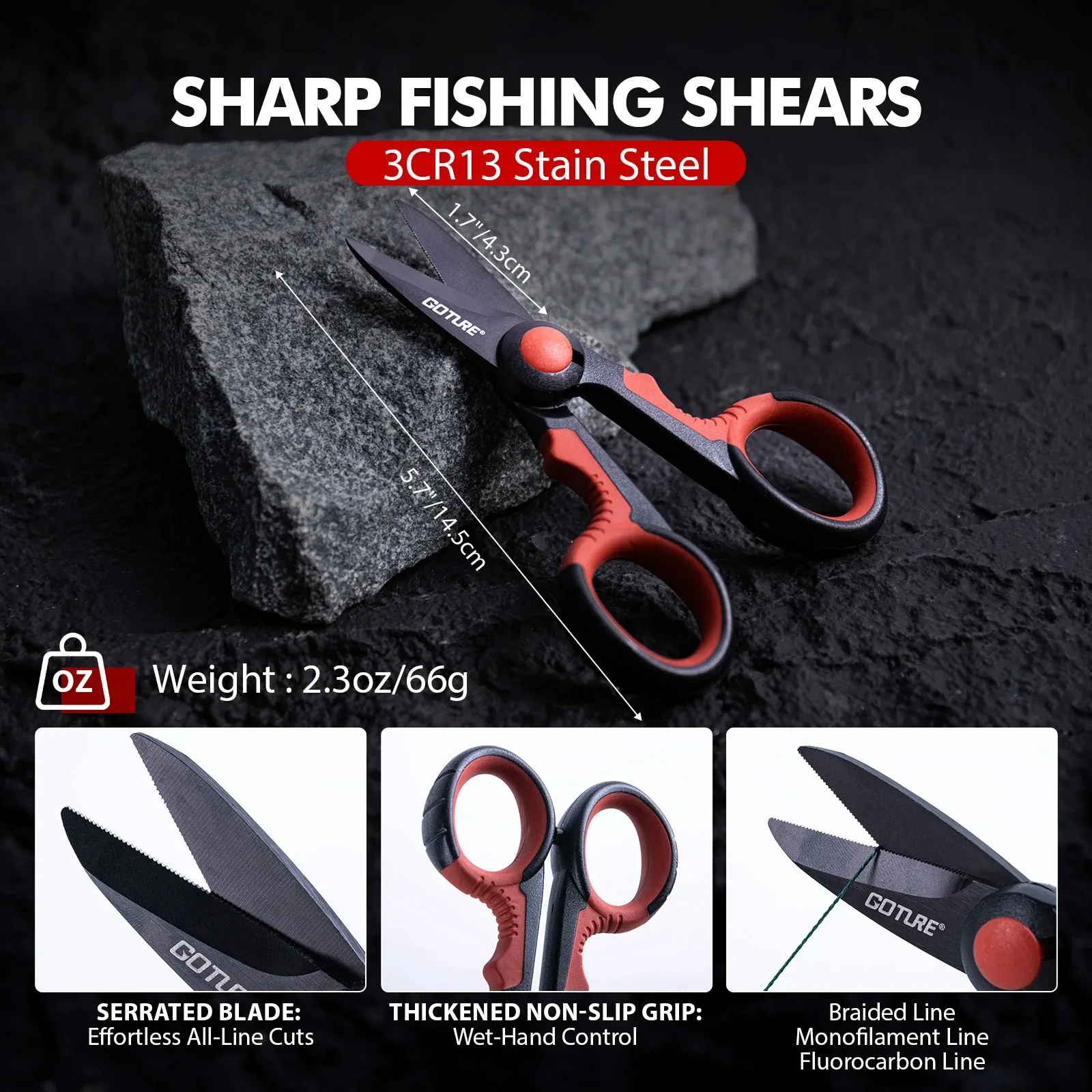 Goture-accesorios de pesca, herramienta de acero inoxidable, alicates de pesca multifuncionales, tijeras de báscula colgante, varias herramientas profesionales - imagen 3