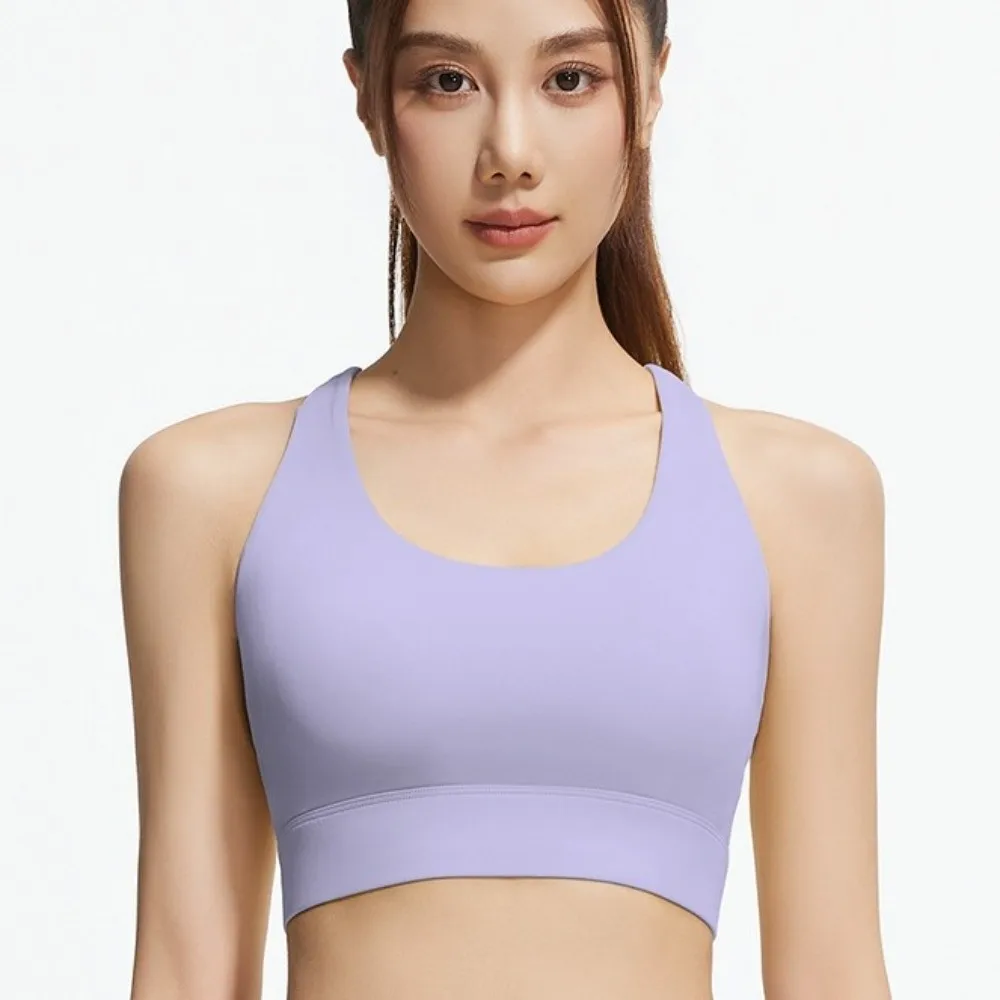 Sujetador deportivo de Yoga con cinturón de malla cruzada para mujer, ropa interior de Yoga antivibración a prueba de golpes, sujetador con almohadilla fija integrada, chaleco sin costuras para mujer - imagen 4