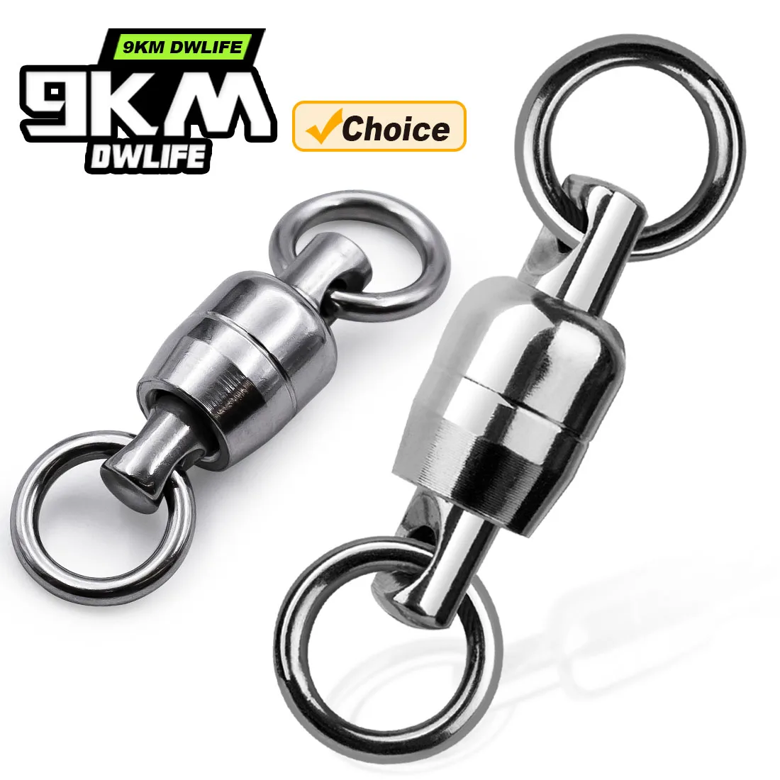 Giratorios de doble rodamiento de bolas de 9KM, 5 uds., diseño de una sola pieza resistente, conector de sedal de señuelo de alta resistencia para agua salada