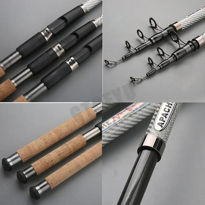 Cañas de pescar giratorias telescópicas de carbono superduro, caña de pescar de viaje ultraligera, caña de pescar de largo alcance, 2,1 m, 2,4 m, 2,7 m, 3,0 m, 3,6 m - imagen 5