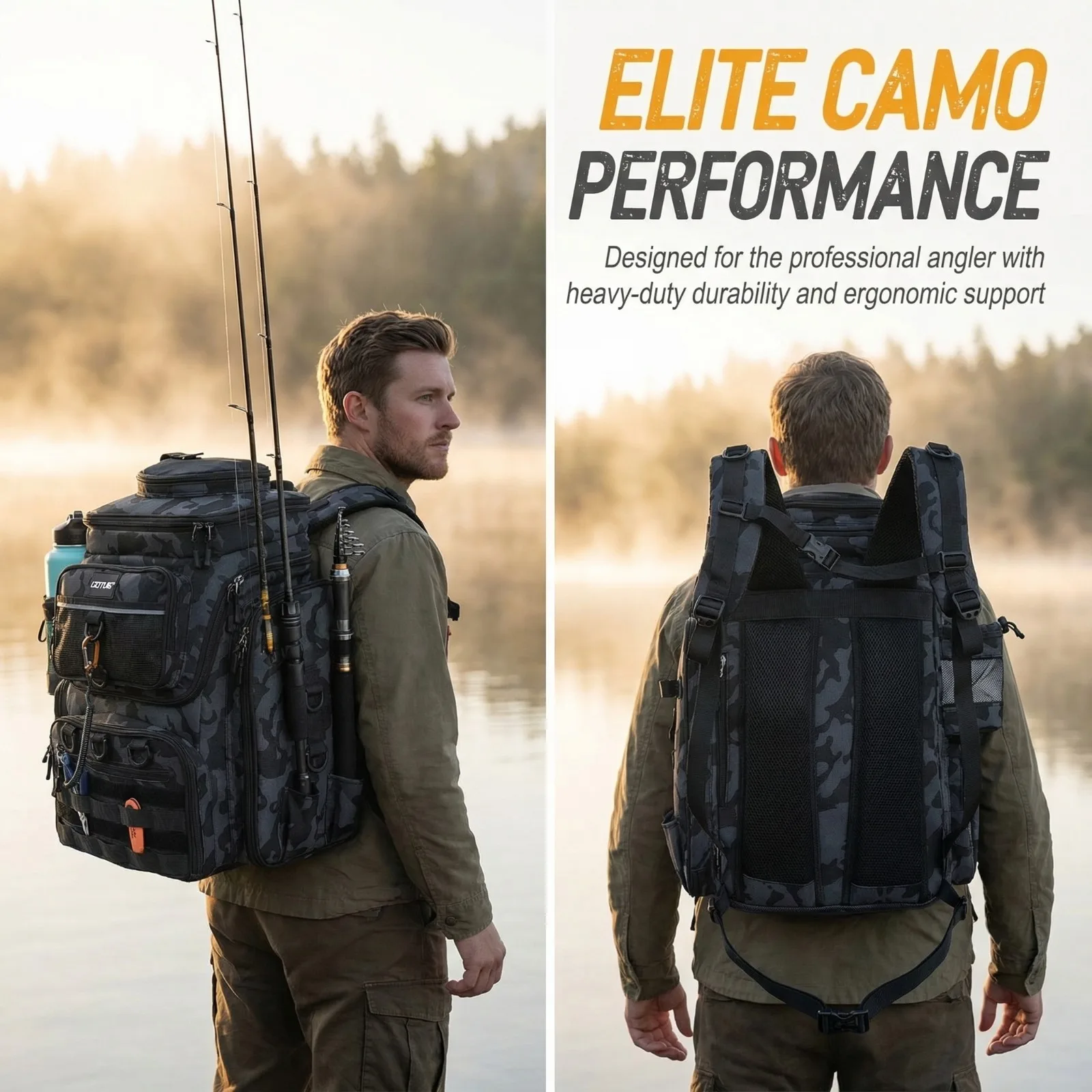 Goture Mochila de Pesca Impermeable con Soporte para Cañas - imagen 3
