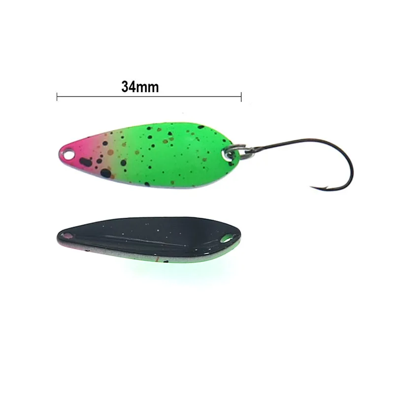 Cuchara de pesca 4,3g 34mm UV colorido trucha cuchara cebo cobre Metal pesca señuelo corriente trucha Chub perca salmón - imagen 2