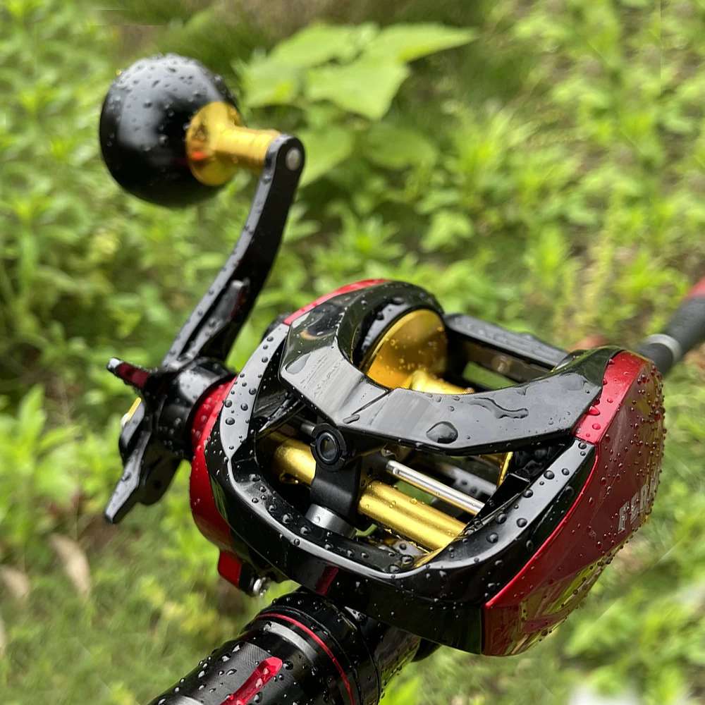 Carrete de Baitcasting de mar para bagre Bass Carp 6,4: 1, cuerpo de carbono largo, 8 + 1BB, 15KG, plantilla de arrastre máximo, bobina de pesca, freno magnético