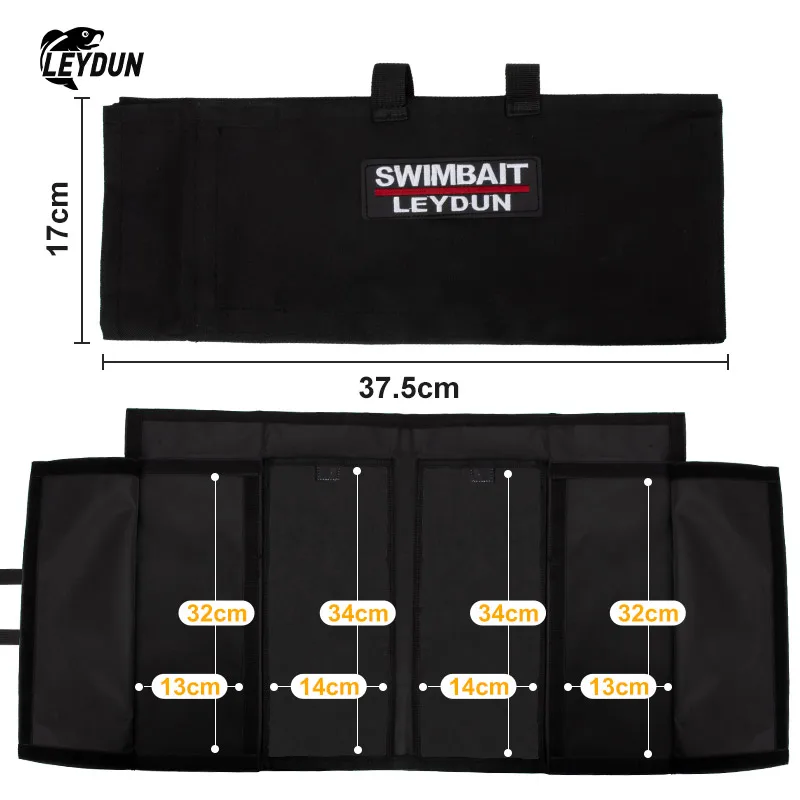 LEYDUN Swimbaits bolsas de pesca para cebos blandos y duros de hasta 12 "envoltura de cebo 4 bolsillos híbridos fácil acceso de cebo bolsa de cebo de protección - imagen 3