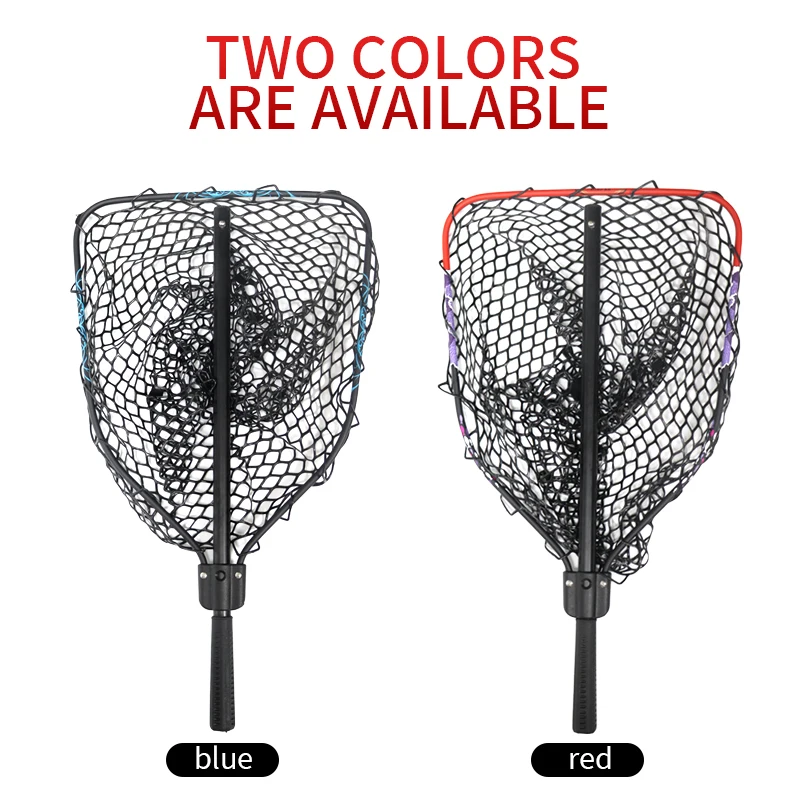 ZYZ Red de mano de pesca plegable, marco de malla de aleación de aluminio, malla de silicona, bolsillo, aparejos de red de inmersión manual para pesca de mar o agua dulce - imagen 4
