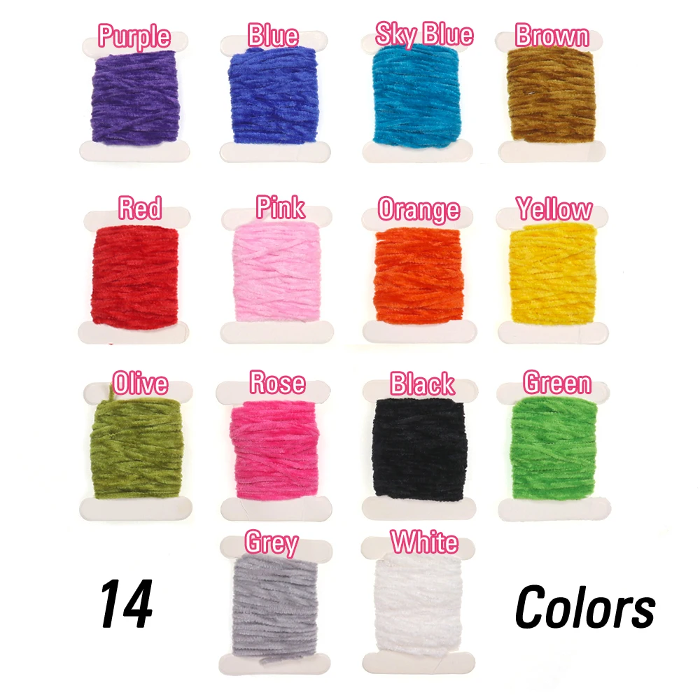 ICERIO 2 tarjetas/10M 2mm 3mm 4mm pesca con mosca atado Chenllie hilo para Wolly Bugger gusano moscas Ninfa patrón Leech Streamer señuelo cebo - imagen 4