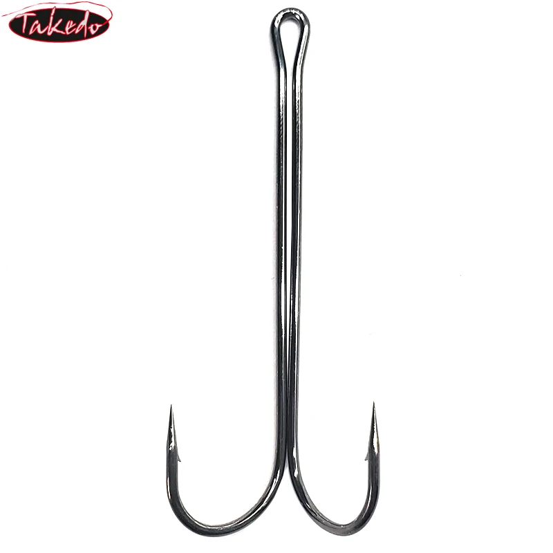 TAKEDO 10 Uds 9883 anzuelo doble de vástago largo anzuelo de pesca sin malezas anzuelo de atado de moscas para anzuelo de lubina aparejos de pesca para señuelo suave - imagen 4