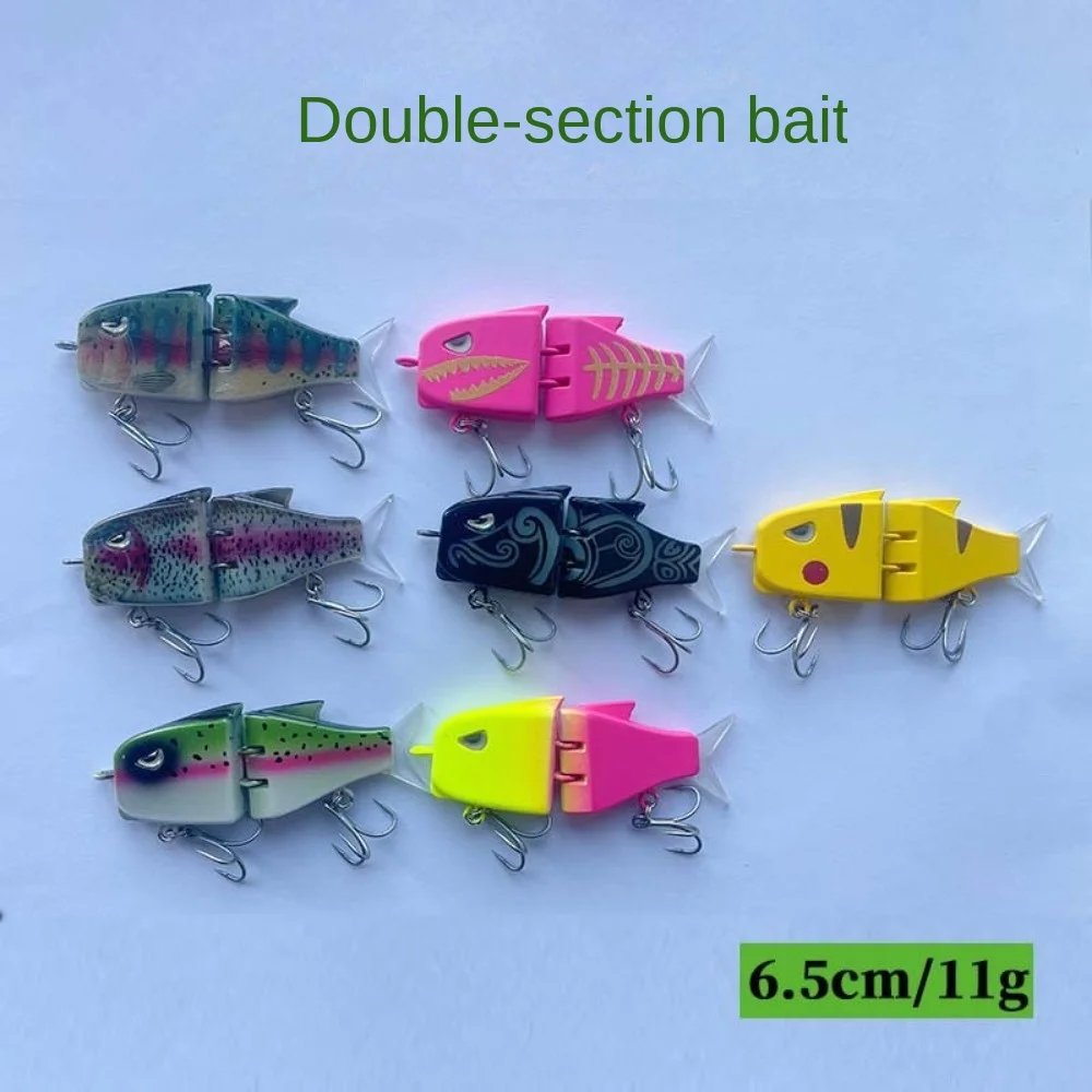 Señuelos de pesca de 2 segmentos para buceo profundo, Crankbaits de lubina, cebo biónico de 6,5 cm/11g, ojos realistas, natación, señuelo de manivela dura de plástico, 2024 - imagen 2