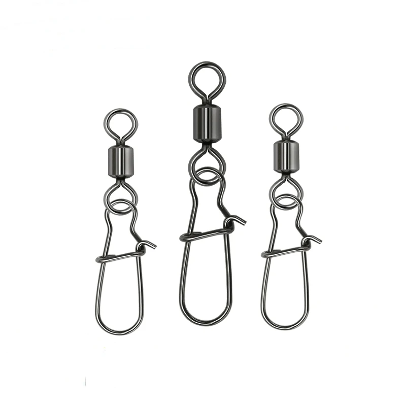 50 Uds. Giratorio de Pesca con Clip a presión, conector de línea de enclavamiento, anillo sólido, señuelo, anzuelo de Pesca de carpa, accesorios para aparejos de Pesca - imagen 4