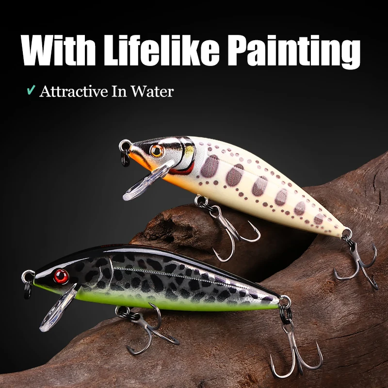 WEIHE Sinking Mino A 7,5 cm 9,7 g cebo duro con anzuelo triple cebo Luya 10 # Pescado 3D - imagen 5