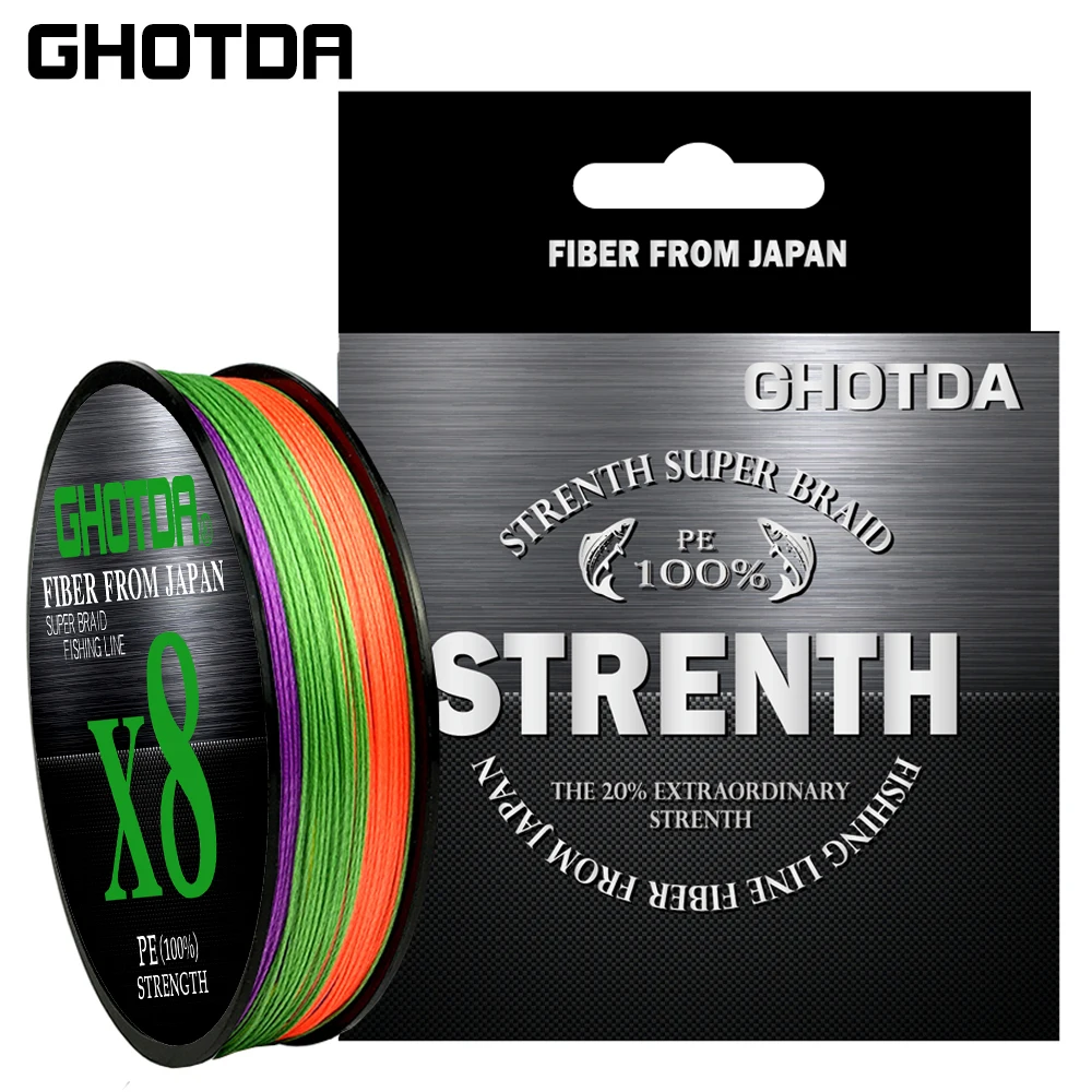 Ghotda-sedal de pesca de monofilamento para agua dulce, sedal de pesca de 8 PE, tejido sin costuras, superfuerte, 6-35,8 KG, 100m, aparejos de pesca - imagen 3