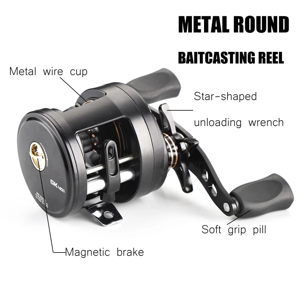Carrete Baitcasting redondo dorado – Alta recogida para bagre