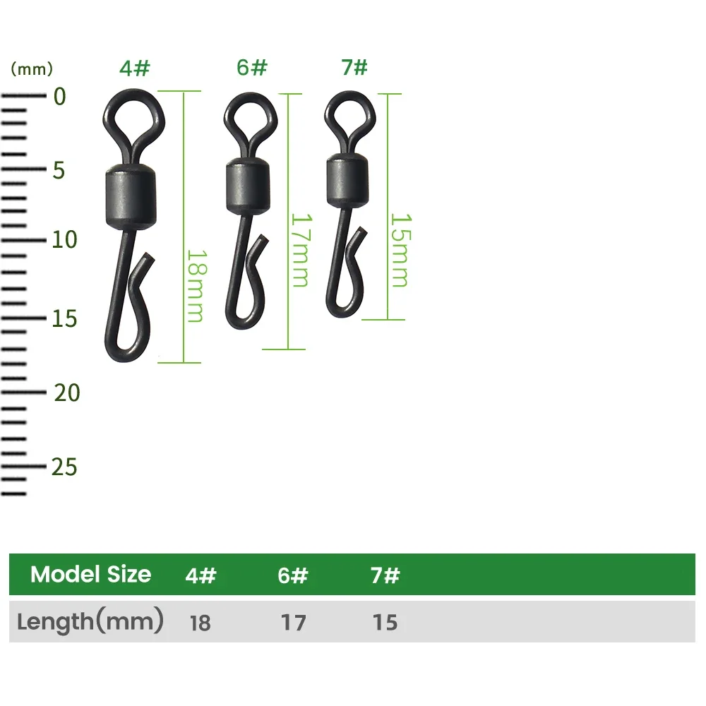 DNDYUJU-rodamiento en forma de Q de cuerpo largo grande, Conector de pesca giratorio y a presión, accesorios de aparejos de pesca, 50-100X - imagen 2