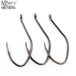 MNFT 30 Uds anzuelos de pesca de pulpo negro anzuelo de acero rico en carbono anzuelo de caña larga anzuelo de carpa para bagre para agua dulce y salada