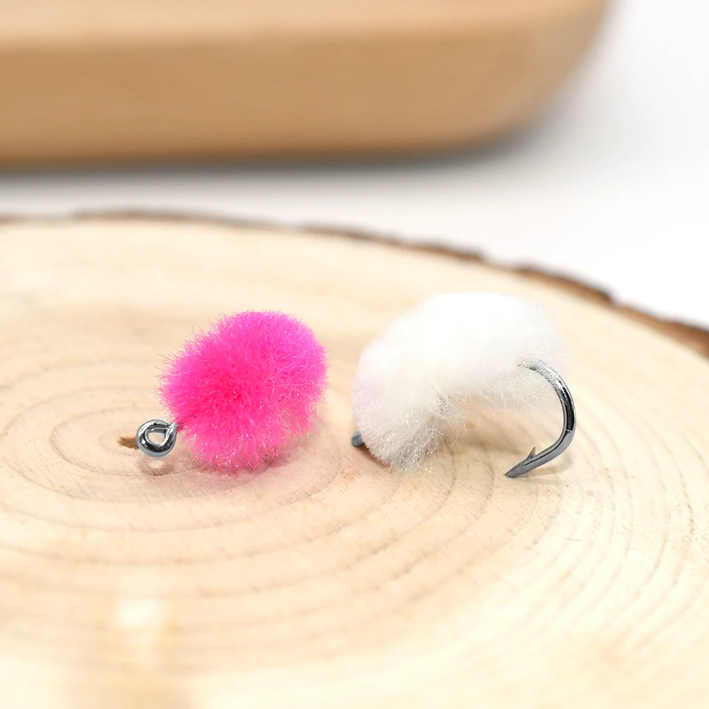 MNFT 8 piezas 12 #   Glo Bug Egg Moscas Imita Trucha húmeda Salmón Pesca Mosca Colores surtidos Amarillo Blanco Naranja Rosa Negro Rojo Verde - imagen 5