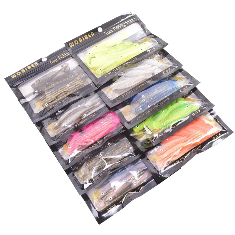 10 Uds Jigging Wobblers cebos blandos 6,5 cm 2g ojos 3D cebo de silicona artificial señuelo de Pesca T cola Bass Pike Pesca aparejos de Pesca