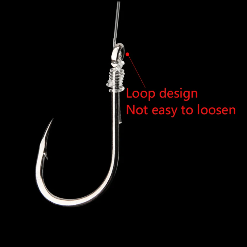 TAKEDO 3 # -12 #   Juego de anzuelos de pesca de carpa de acero rico en carbono, anzuelo de púas con bucle, anzuelo Guanfu para pesca de carpa - imagen 4