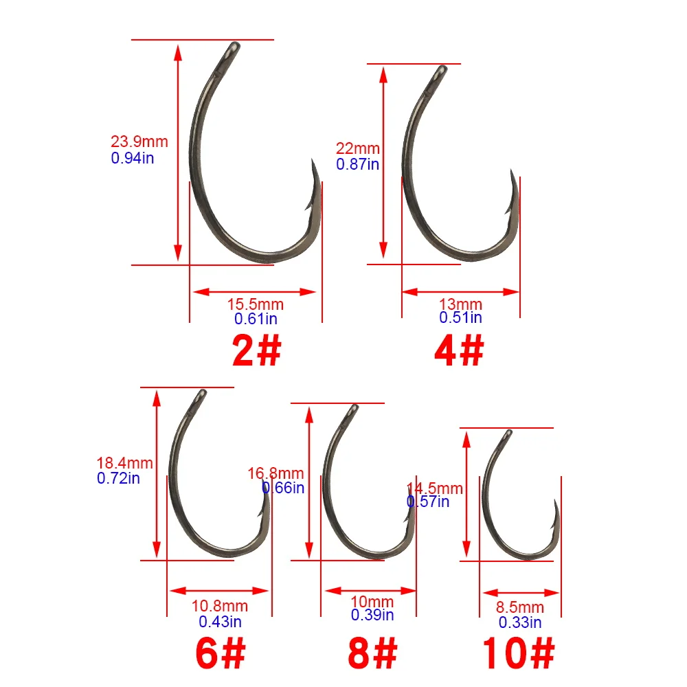 Hirisi 15 Uds. Anzuelo de púas de acero inoxidable recubierto de PTFE con alto contenido de carbono con ojo X503 accesorios de pesca - imagen 5