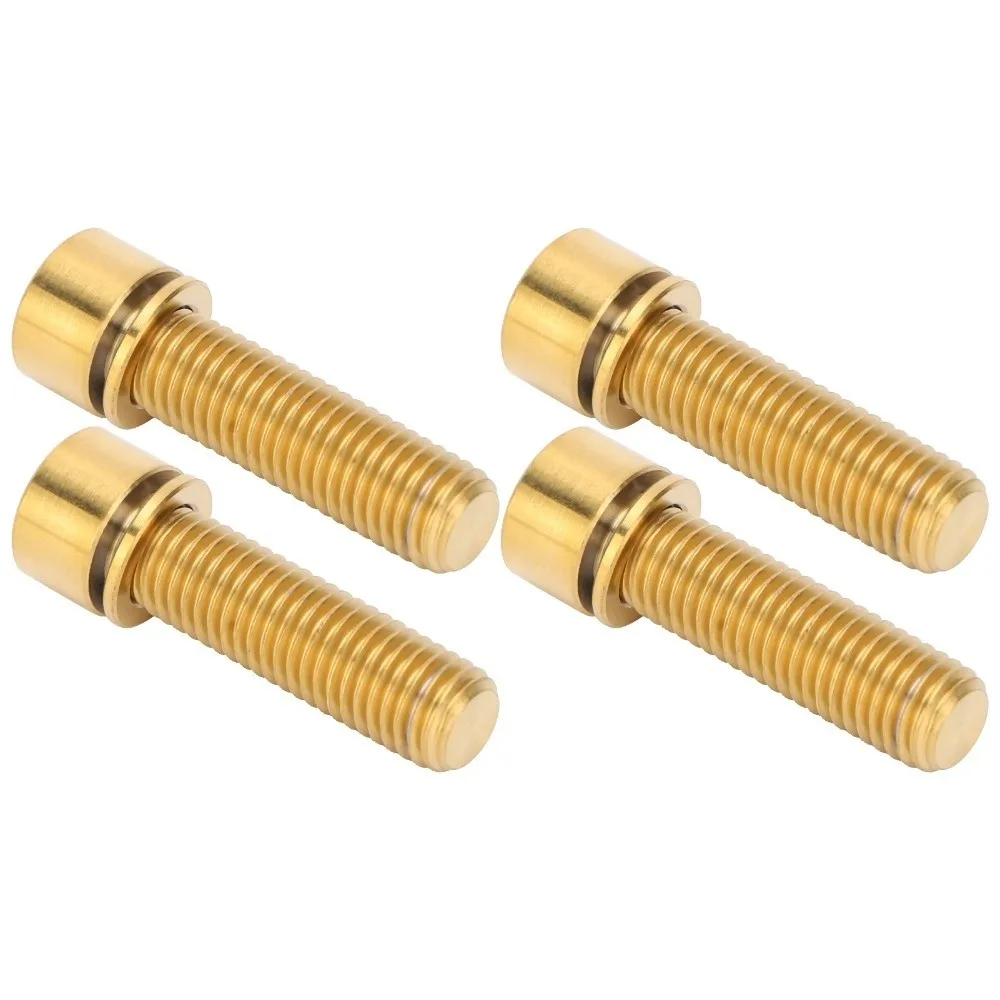 4 Uds tornillos de vástago de bicicleta de aleación de titanio M7x25mm pernos de vástago de manillar de bicicleta dorados/plateados con arandelas tornillos hexagonales internos de vástago - imagen 5