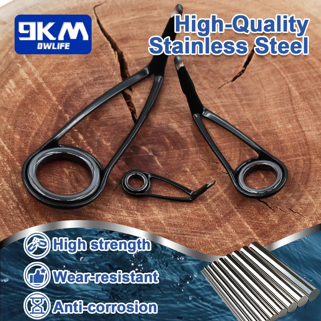 Kit de reparación de guías de caña de pescar, 9KM, 7 ~ 50 Uds., Kit de reemplazo de anillo de cerámica de acero inoxidable, agua salada y dulce - imagen 2