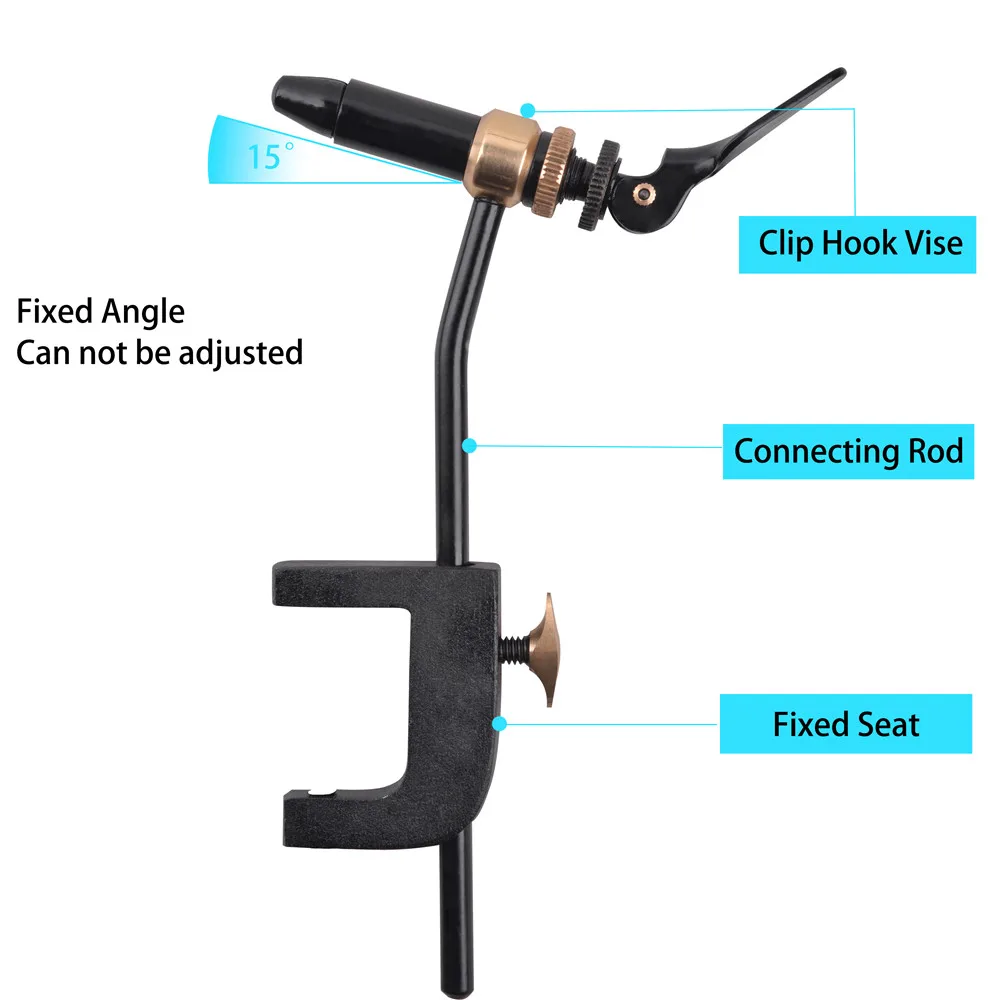 Herramienta de tornillo de banco giratorio para atado de moscas, gancho de pesca de sujeción de seguridad, abrazadera en C, mandíbulas de acero endurecido, anilla para moscas, equipo de fabricación de señuelos de pesca - imagen 4