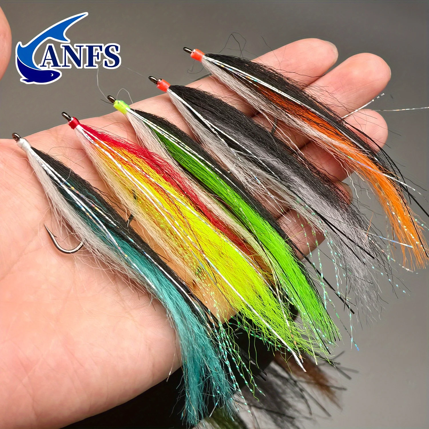 ANFS 5 uds Streamer Fly colores surtidos con caja de almacenamiento-cebos de pesca con mosca para pesca de trucha, salmón, Lucio y lubina - imagen 5