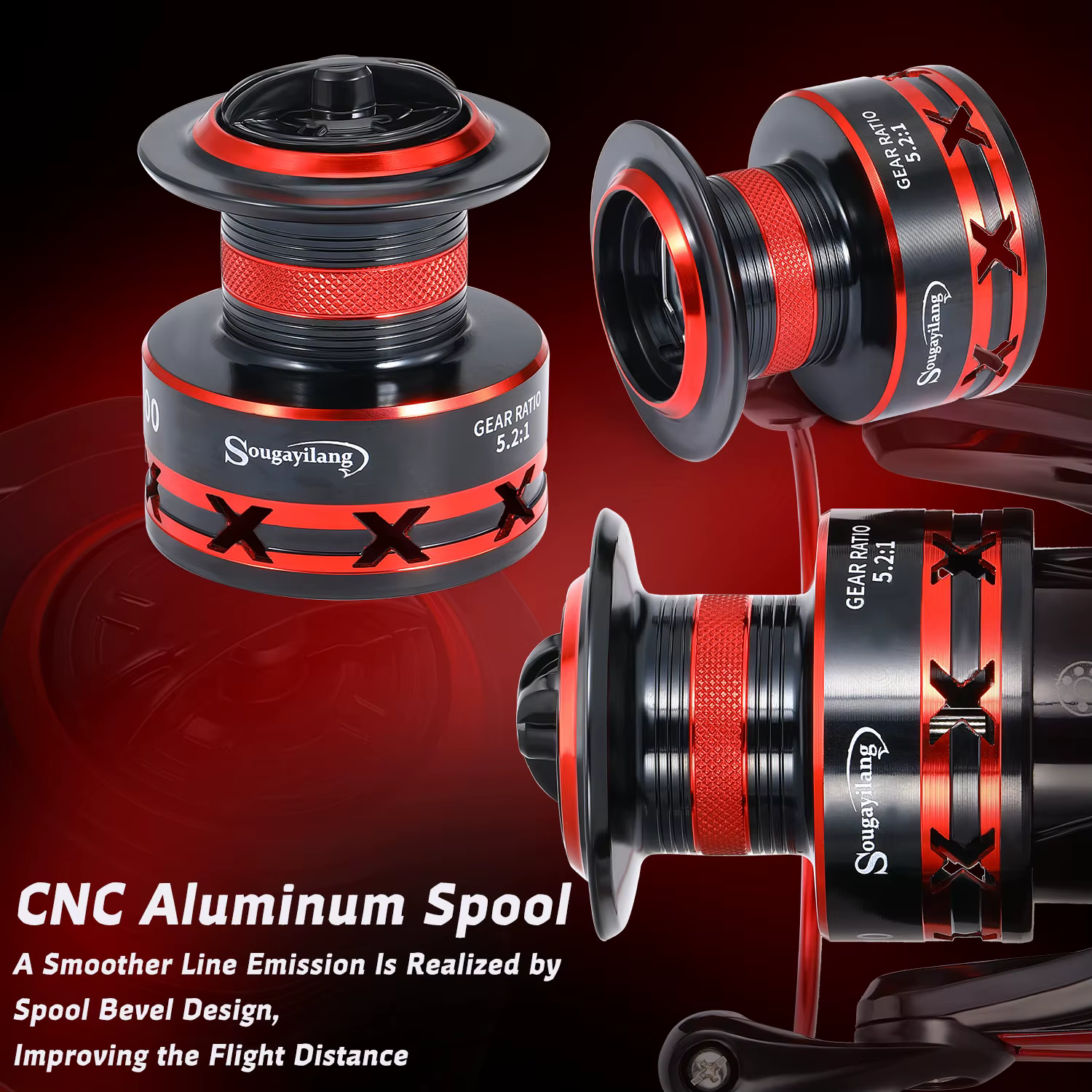 Sougayilang Carrete de spinning aluminio – Arrastre de alta potencia - imagen 4