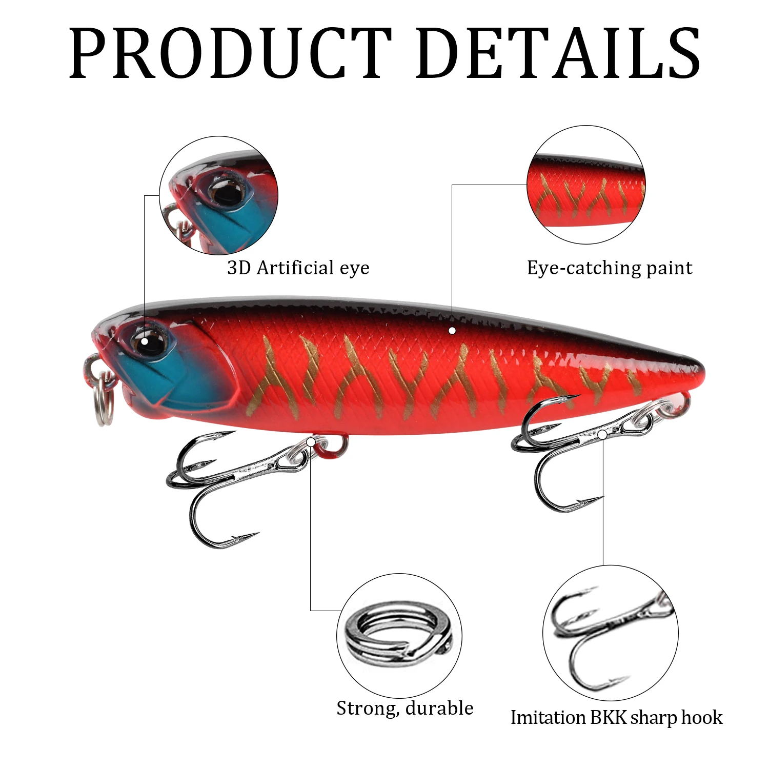 Mini señuelo de pesca flotante, cebo duro de plástico Artificial, aparejos de pesca de Lucio, Wobblers, Crankbait, 6,5 cm, 5,3g, 1 unidad - imagen 5