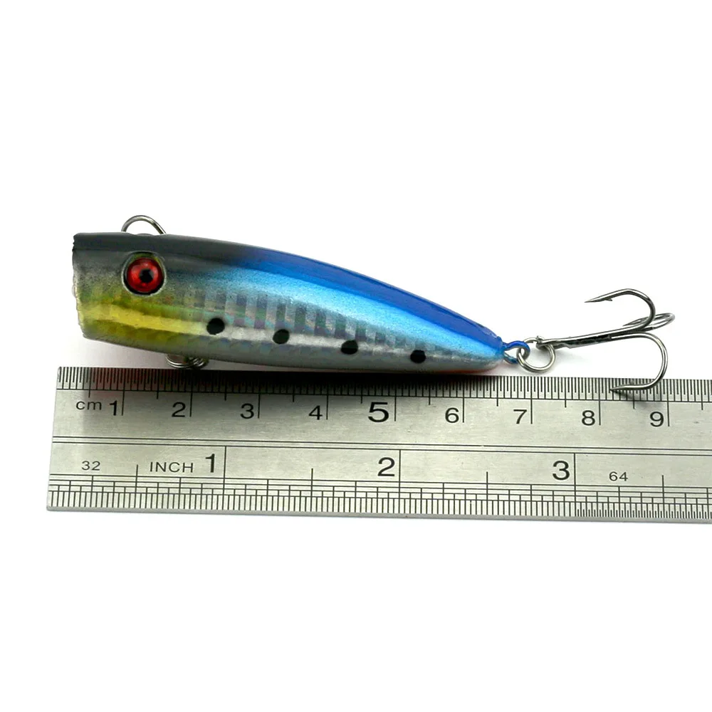 Señuelo de pesca Popper de 1 piezas, cebo duro de 7cm/9g, Artificial, Topwater, lubina, trucha, Lucio, Wobbler, aparejos de pesca con 2 anzuelos triples 6 # - imagen 3