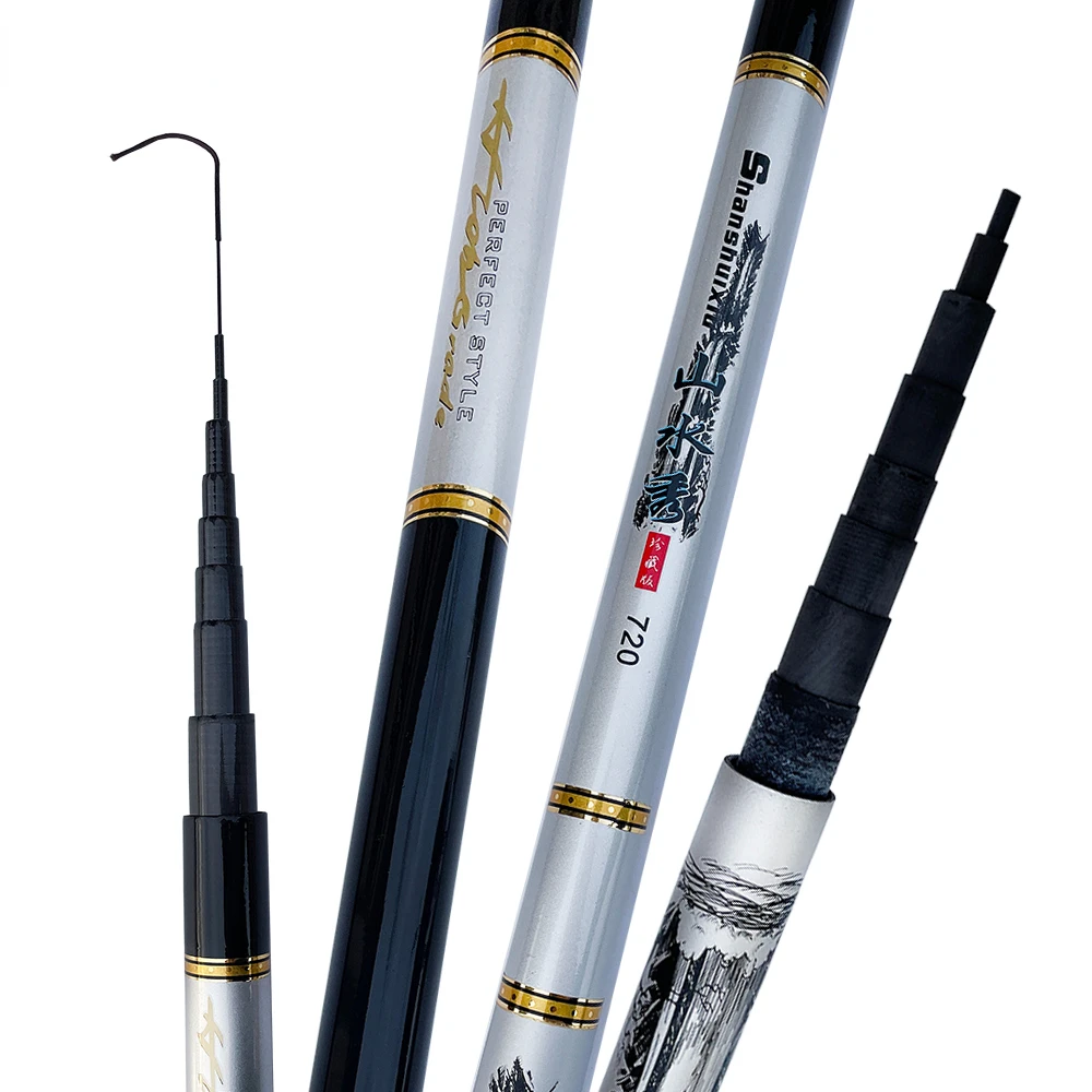 GHOTDA-caña de pescar de fibra de carbono, caña de pescar telescópica ligera y portátil, para Río y Lago, 3,6 M, 4,5 M, 5,4 M, 6,3 M, 7,2 M - imagen 4