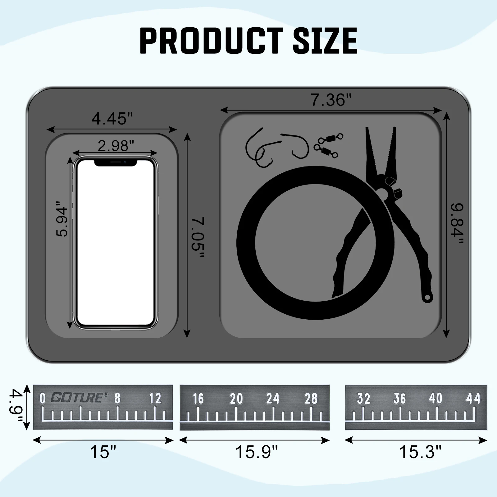 Goture-Regla de pesca de espuma para barco y Kit de soporte para teléfono móvil, accesorio de tablero para barco de pesca 2 en 1, herramienta de pesca con respaldo adhesivo - imagen 3