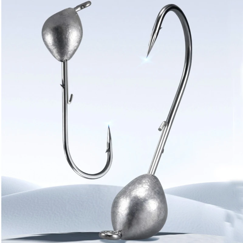 Anzuelo de pesca con cabeza plomada, anzuelo de 0,7g, 1g, 1,8g, 2,5g, 3,5g, 5g, con manivela, gusano suave, lote de 5 unidades - imagen 5