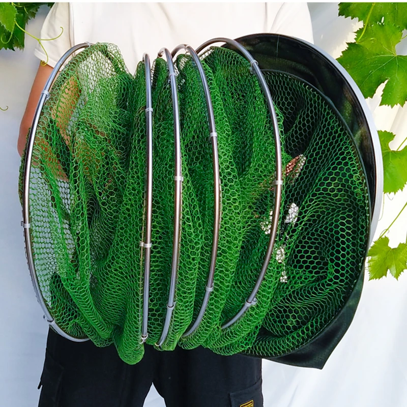 Red de pesca plegable, bolsa de almacenamiento temporal de bolsillo de inmersión para peces vivos con equipo de pesca doble Staietitive Fishing - imagen 3