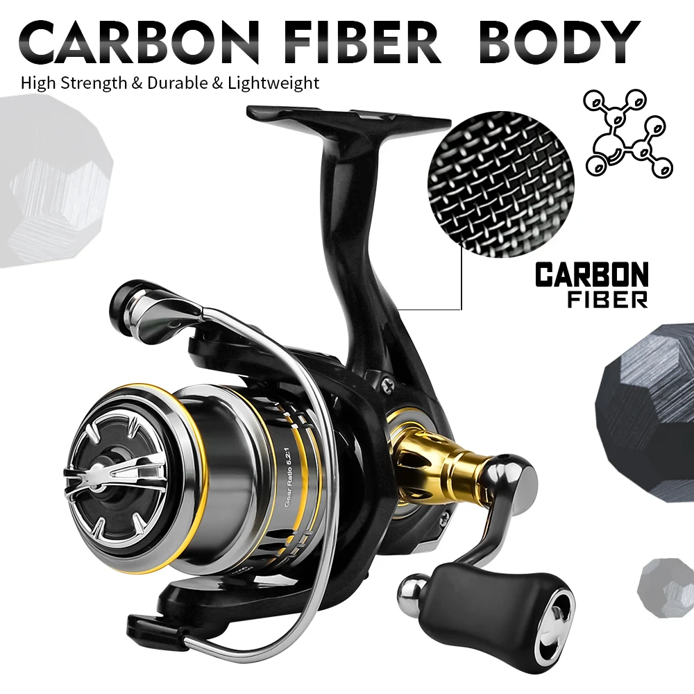 PROBEROS-rueda giratoria de fibra de carbono 5,2: 1,5 1BB, husillo de aleación de aluminio para pesca en mar, agua dulce y salada - imagen 5