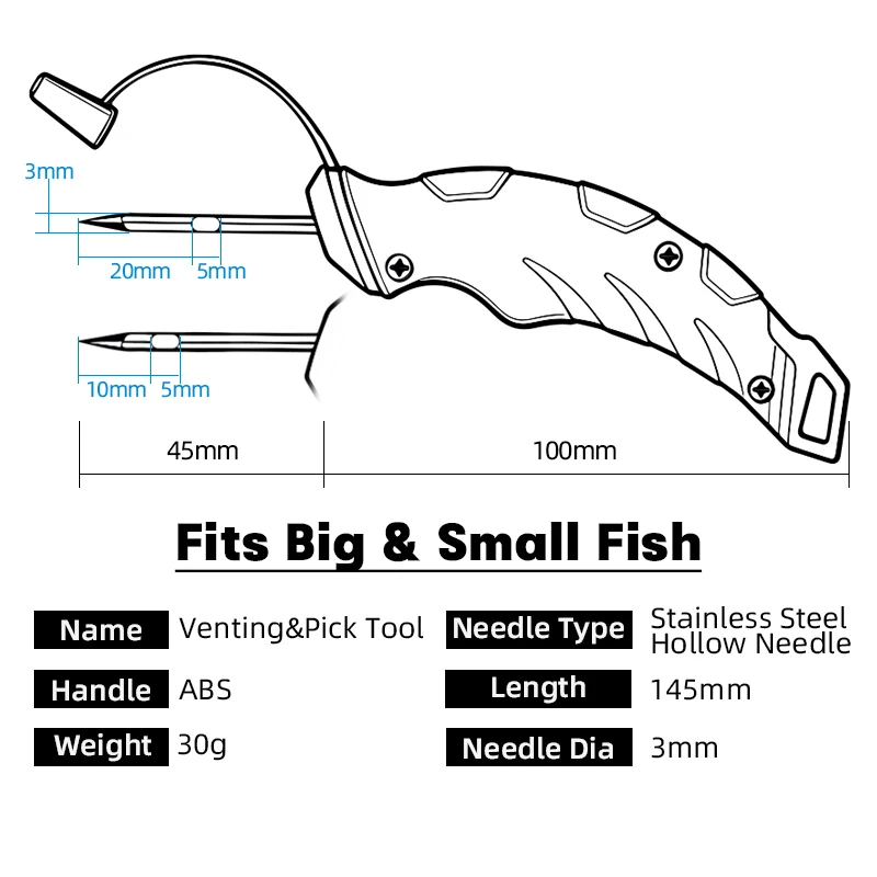 LETOYO-Herramienta de selección de ventilación, aguja hueca de acero inoxidable de 5,7 pulgadas, herramientas de pesca para barco de pesca en el mar, accesorios de pesca - imagen 2